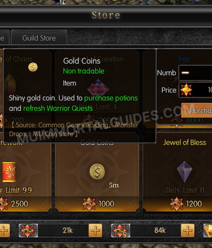 Screenshot of Gold Coins