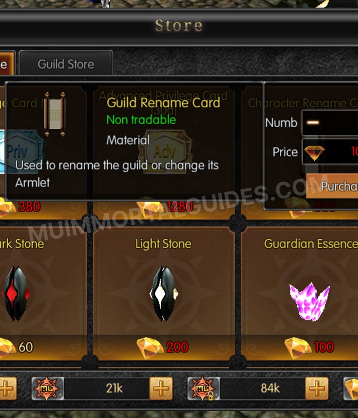 Screenshot of Guild Rename Card