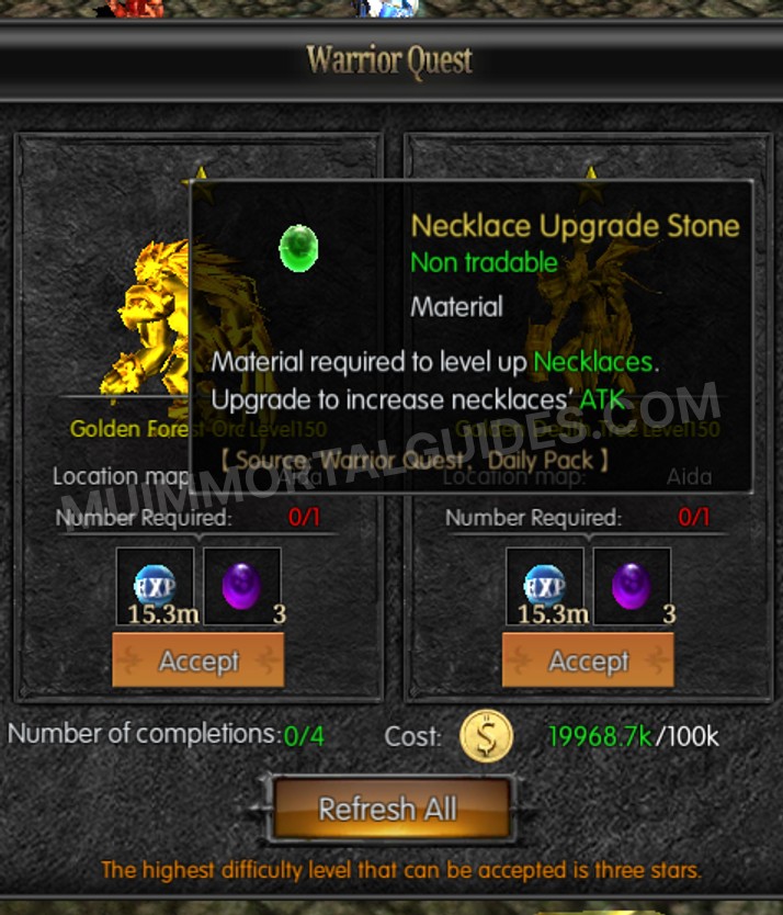 Screenshot of Necklace Upgrade Stone