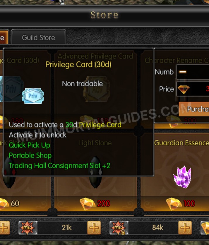 Screenshot of Privilege Card (30d)