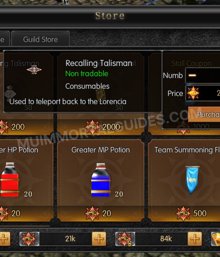 Screenshot of Recalling Talisman