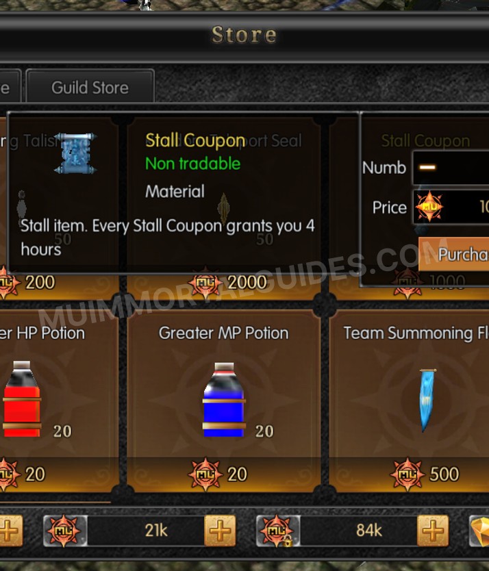 Screenshot of Stall Coupon