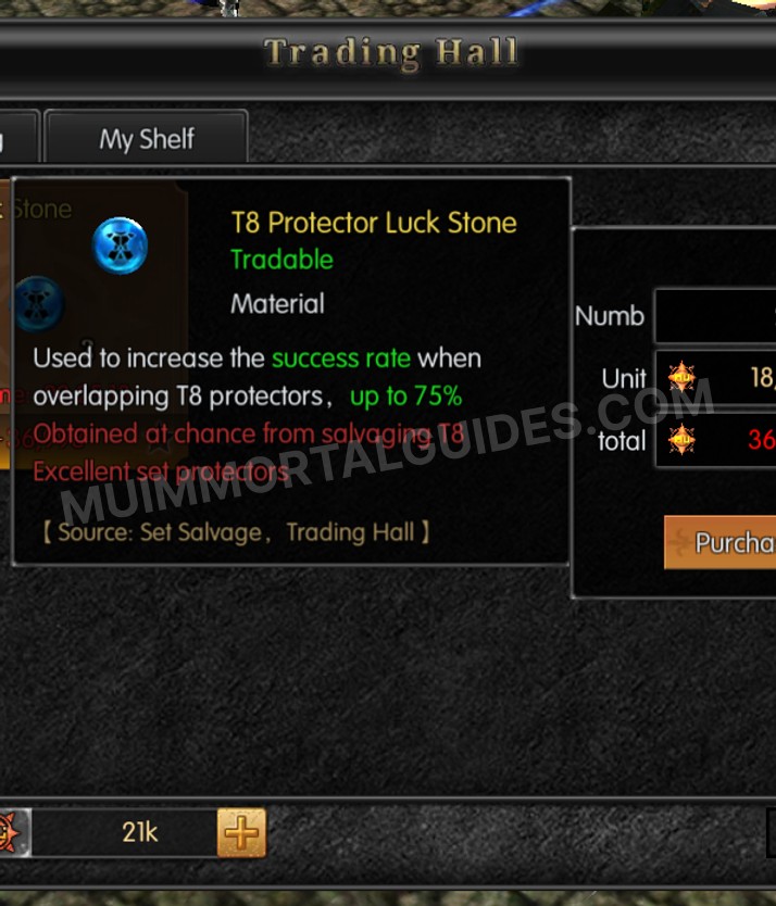 Screenshot of T8 Protector Luck Stone