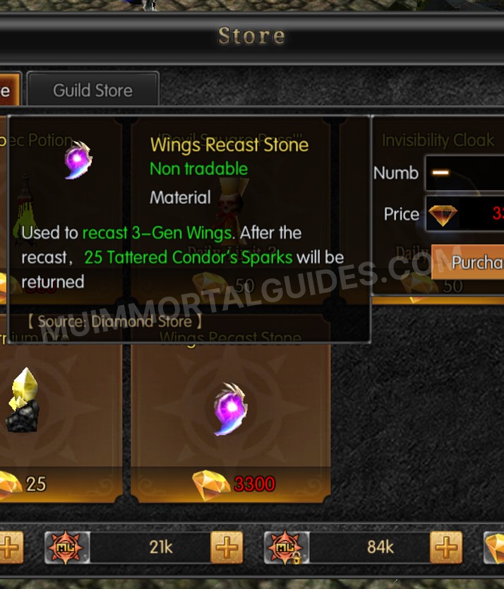 Screenshot of Wings Recast Stone